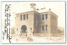 1906 School Building Construction Builder Leesville Ohio OH RPPC Photo Postcard picture
