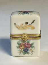 Artoria France French Limoges Trinket or Match Box Limoge White Gold & Flowers picture