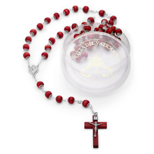 Capped Rose Petals Rosary Beads Catholic Prayer Necklace Blessed By Pope Francis picture