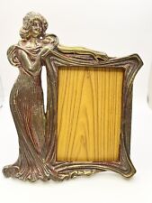 Antique Vintage Art Nouveau Cast Iron Copper Woman 4