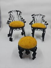 Vintage Tin Pin Cushion Rocking Chair + Chair With Yellow Seats approx. 6