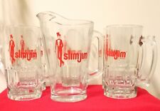 Slim Jim Vintage Set of Five 32 oz Beer Mugs and Pitcher Barware picture