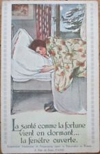Anti Tuberculosis 1920 French Advertising Postcard, Woman in Bed picture
