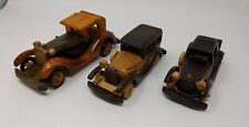 Solid Wood Cars 3 Model Classic Collectible Handcrafted 2-Seater Roadster Coupe picture