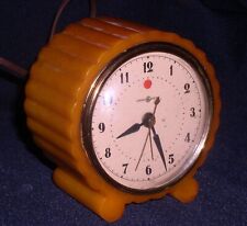 G.E. Telechron, Model 7H80 Butterscotch Catalin Electric Table Clock~Working picture