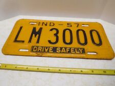 Bright Vintage 1957 INDiana LM3000 Drive Safely Yellow License Plate picture