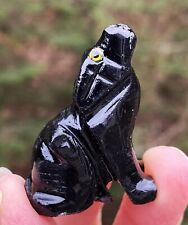 Howling Wolf   Figurine Totem   Black Onyx   Protection Strength 29365E picture
