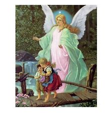 Guardian Angel w/ Children on Bridge Religious Picture Ready for Framing picture
