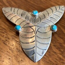 1930S Patent Navajo Dress Clip Sterling Silver Turquoise Marked picture