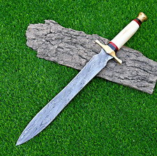 Macedonian Army Damascus Sword Custom Made - Hand Forged Damascus Steel 1660 picture