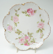 Antique Monbijou R C Crown China Plate Ruffled Gold Edge Hand Painted Roses 8.5