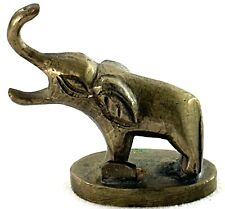 Vintage Antique Miniature Brass Elephant Card Holder Good Luck Trunk Up picture