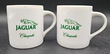 Pair of Vtg Jaguar Chesapeake Car Green Logo Mini Ceramic Advertising Mugs picture