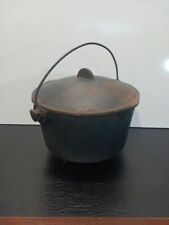 Vintage Cast Iron Three Leg Camping Pot Oven 8 Inch With Lid Black picture