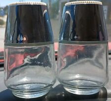 Vintage Gemco USA  Salt And Pepper Shakers Chrome Plastic Lids  With Glass Jars picture