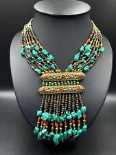Unique Design Handmade Tibetan Old Necklace With Natural Turquoise & Coral Stone picture