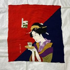 Kitagawa Utamaro Japanese Geisha Scarf 100% Rayon Size 22x20 Made in Japan picture