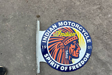 PORCELAIN INDIAN MOTORCYCLE ENAMEL SIGN 24X24 INCHES DOUBLE SIDED WITH FLANGE picture