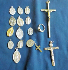 Lot of 15 Vintage Religious Items, Medals, Ring & Crosses picture