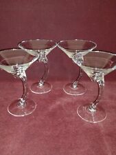 Vintage Libbey (?) Clear Martini Glasses with Curved Stem - Unique Set of 4 NICE picture