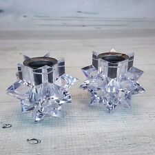 Vintage Clear Acrylic Starburst Atomic Candlestick Holder Set  MCM Faux Crystal picture