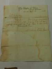 1863 Letter The State Of Ohio Executive Department to A..J.Parker Civil War era picture