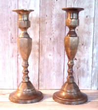 Candleholders 2 Vintage Brass Tapers Patina 7