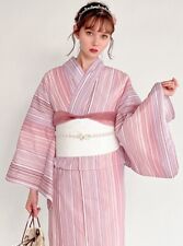 Grail Kimono Yukata Set Dress striped pink Kyoto Summer Clothes  Japan New picture