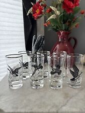 Vintage 70's Federal Glass Water Fowl Hunting Bird Set/7 High Ball Glasses picture