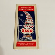 1936 Esso Standard Oil Co Pennsylvania Road Highway Map White Red picture
