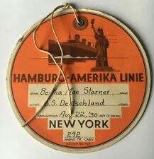 Vtg 1930 Hamburg Amerika Linie America Line Luggage Tag SS Deutschland ship picture