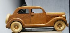 VTG Handmade ROADSTER Wood Model Car Wheels Spin 16” Artist Stamped picture