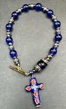 Blue Glass Bead Prayer Chaplet Bracelet Beautiful Monifiore Style picture
