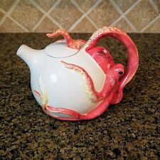 Octopus Teapot Ceramics Red Decorative Animal Tea Pot Decor by Blue Sky  picture