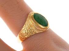 sz5 Antique Chinese 24k gold Jadeite ring picture