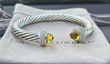 David Yurman 7mm Cable Candy Bracelet & 925 Silver Lemon Citrine & Diamonds M picture
