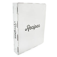White Enamelware Cookbook Binder, Replacement Cover Classic 3 Ring Recipe Holder picture