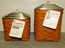 Longaberger Small & Med. Square Canisters with Pewter Lids 6x6