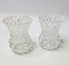 LOT x2 VINTAGE Lead Crystal Toothpick Bud Holder Sawtooth Diamond Cut 2.5 in picture