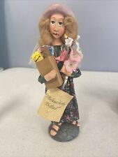 The Melancholy Dollies  “Brooke”Figurine 8” w/Tags Shopper Grocery Bag Flowers picture