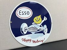 Esso happy motoring gasoline oil garage man cave  vintage sign baked picture