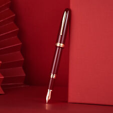 Hongdian 1841 Red / Black Resin Fountain Pen, Iridium EF/ F Nib #32 Classic Pen picture