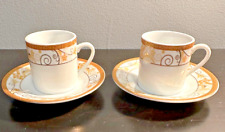D'Lusso Designs Espresso Coffee Cup and Saucer Demitasse Set Bone China Set of 2 picture
