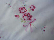 Yuwa Pink Roses and Bows on Crisp White Cotton Fabric 1940's Collection HTF  picture