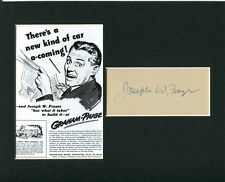Joseph W. Frazer Graham-Paige Chrysler Willys Signed Autograph Photo Display JSA picture