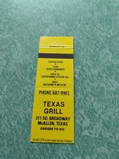 Vintage Matchbook Ephemera Collectible E14 McAllen Texas grill picture