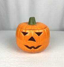 Vintage Ceramic Halloween Pumpkin Jack O Lantern Candle Holder Marcia Ceramics picture