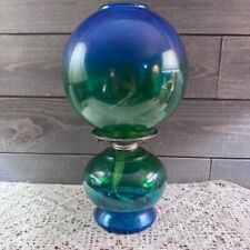 Vintage Glass Oil Lamp blue Green picture