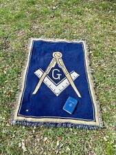 Freemason Masonic Blanket RUG 69 x 49” & Book Authentic Official Issued Vintage picture