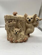 Vintage Ceramic Koala Bear Bamboo Tree Mushroom Cookie Jar Canister picture